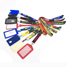 Leather Id Card Neck Strap Custom Logo Printed Lanyards Polyester Sublimation Badge Reel Card Holder Lanyards